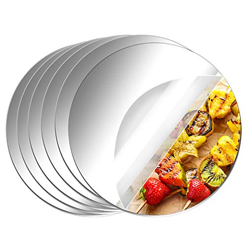 Aneco 6 Pack Acrylic Mirrors - Non Glass, Self Adhesive Round Mirror Wall Stickers for Home Decor, 4 Inches (Thickness 2 mm)
