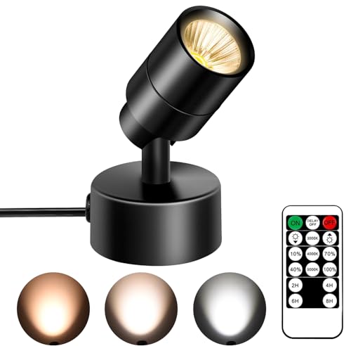 1 Pack Dimmable Spot Lights Indoor, Uplighting Indoor Spotlight with Timer and Remote, 3000K/4000K/5000K Adjus