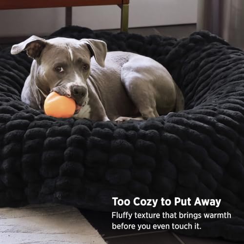 Bedsure Soft Double-Sided Faux Fur Twin Blanket, Black, 60"x80"