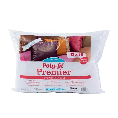 Fairfield Poly-Fil Premier Accent/Travel Pillow Insert, 12" x 16", White,JP1216
