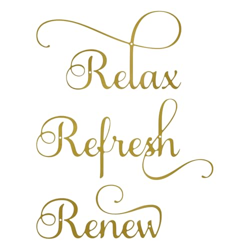 3 Pieces Relax Refresh Renew Bathroom Signs Decor Farmhouse Bathroom Wall Art Sign Gold Metal Relax Renew Refr