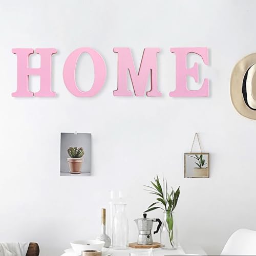 AOCEAN 8 Inch Pink Wood Letters Unfinished Wood Letters for Wall Decor Decorative Standing Letters Slices Sign Board Decoration for Craft Home Party Projects (A)