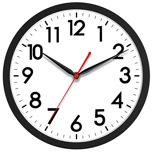 AKCISOT 14 Inch Wall Clock Silent Non-Ticking Modern Wall Clocks Battery Operated - Analog Classic Clock for Office, Home, Bathroom, Kitchen, Bedroom, School, Living Room(Black)