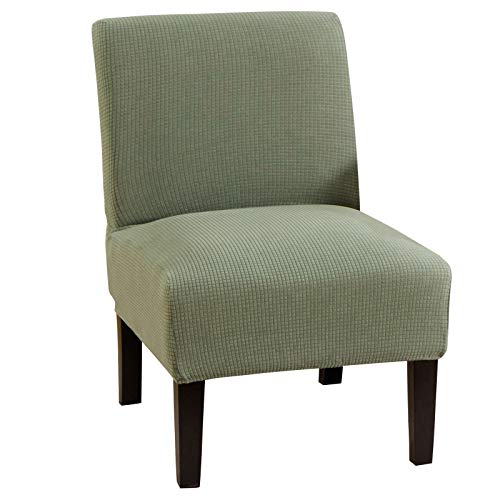 MIFXIN Armless Accent Chair Cover Stretch Jacquard Accent Chair Slipcover for Slipper Chair Without Arms Removable Washable Chair Furniture Protector for Living Room Bedroom Hotel (Cyan, 1 Pack)