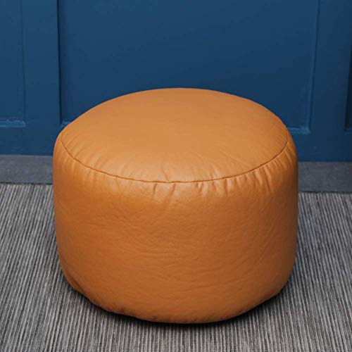 Pouf,Faux Leather Cushion Comfortable Foot Rest Round Bean Bag Chair Decor Footstool Upholstered Tatami Stool-Orange 45X28Cm,Orange-45x28cm(18x11inch)