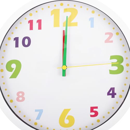 Silent Wall Clock 10-inch Analog Teaching Clock with White Frame for Room and Classroom