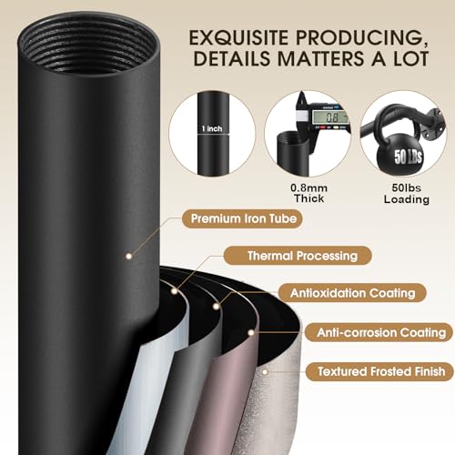 240-Inch Extra Long Blackout Curtain Rod - Heavy Duty Industrial Adjustable Drapery Rod for Indoor/Outdoor Use - 1-Inch Diameter Room Darkening Window Treatment, Room Divider