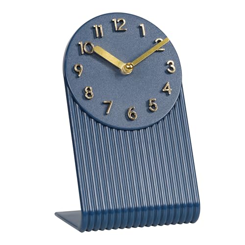 La Crosse Clock 437-3015NB Grooves Quartz Analog Tabletop Clock - Navy Blue