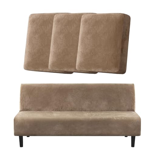 H.VERSAILTEX 3 Piece Sofa Cushion Covers Bundle Armless Futon Cover, Camel