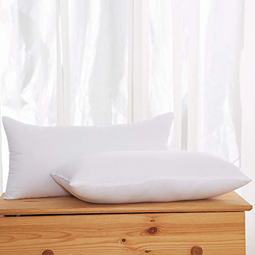 Acanva Premium Throw Pillow Inserts with Microfiber Filled, Lumbar Support Decorative Stuffer for Sofa Bed Couch & Chairs, 16x26, 2 Count, White