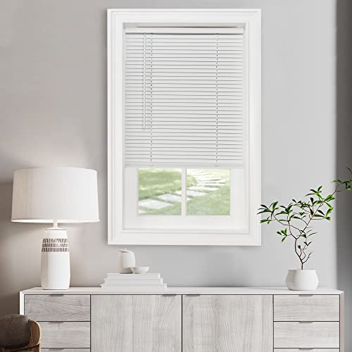Cordless Light Filtering Mini Blind - 24 Inch Width, 72 Inch Length, 1" Slat Size - Pearl White - Cordless GII Morningstar Horizontal Windows Blinds for Interior by Achim Home Decor