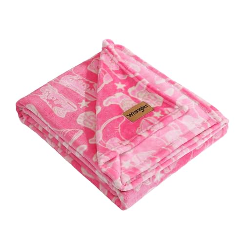 Wrangler - Plush Fleece Throw Blanket, Super Soft Bedding, Yellowstone-Inspired, Dorm Room Essentials, 50x60, Knockin Boots Pink