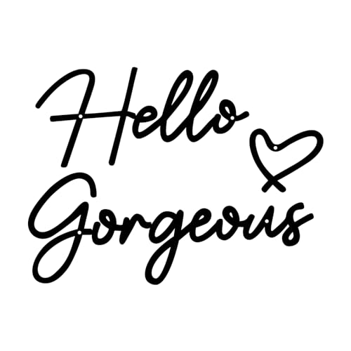 Hello Gorgeous Metal Wall Art Decor Minimalist Metal Words Hello Gorgeous Sign Farmhouse Decor for Home Bathroom Vanity or Makeup Room Living Room Bedroom Office Hotel Wall Decoration (Black)