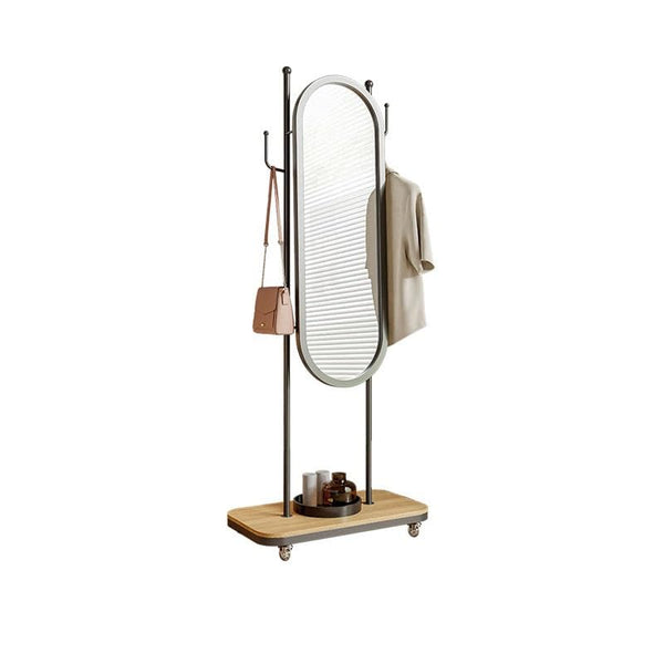 Full Body Mirror, Household dressing mirror and hanger integrated simple modern bedroom living room floor-standing mobile full-length mirror,Bedroom Furniture (Color : Black)