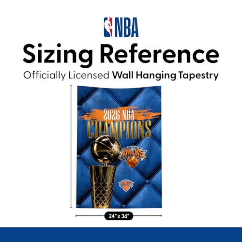 Northwest NBA New York Knicks Gilded 2026 NBA Finals Champions Printed Wall Hanging Tapestry, Woven Polyester Fabric, Decorative Fan Art for Bedroom Office Living Room, 24 x 36 in