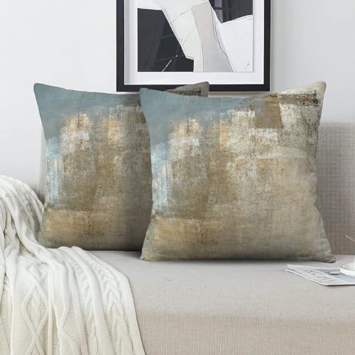 Throw Pillow Covers for Couch, 18x18 Inch, Set of 2, Beige Grey