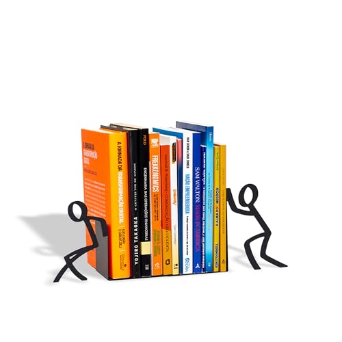 Figurine Bookends with Book-Holding Characters - Steel with Epoxy Coating - Decorative Pair of Book Holders fo