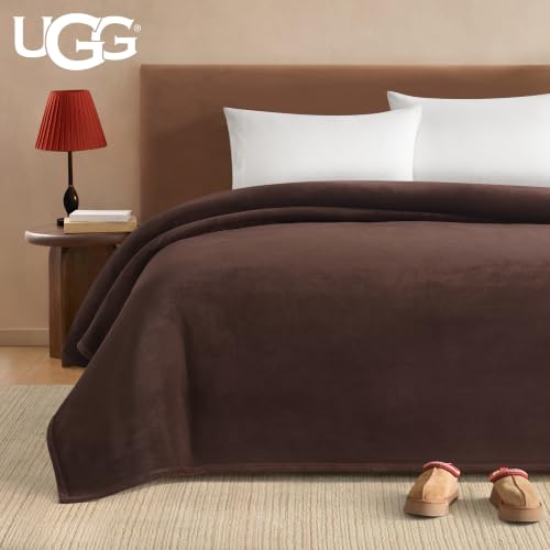 UGG Coco King Bed Blanket, Fleece Blanket, 110" x 92", Brown (Burnt Cedar)