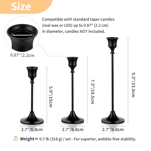 NUPTIO Black Candle Holder for Halloween: Aluminum Taper Candleholders