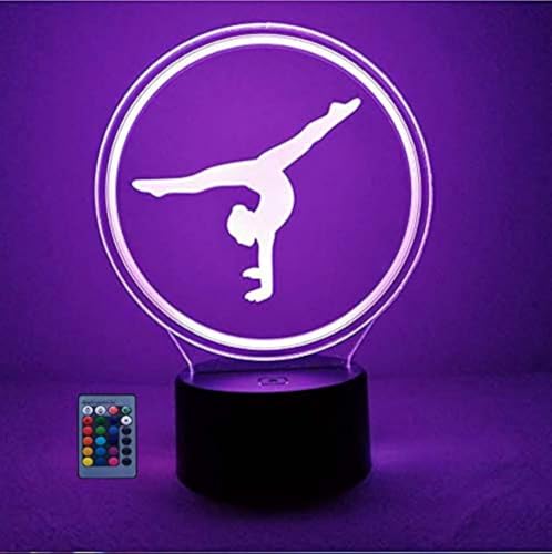 3D Artistic Gymnastics Night Light USB Powered Touch Switch Remote Control LED Decor Optical Illusion 3D Lamp 7/16 Colors Changing Brithday Room Decoration