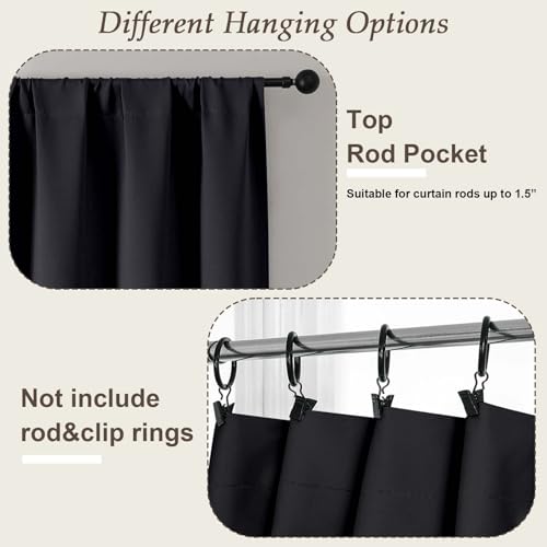 Gwine Black Blackout Curtains for Bedroom 84 inches Long 2 Panels, Solid Thermal Insulated Noise Reducing Light Blocking Window Curtains Drapes for Living Room, Each 40Wx84L