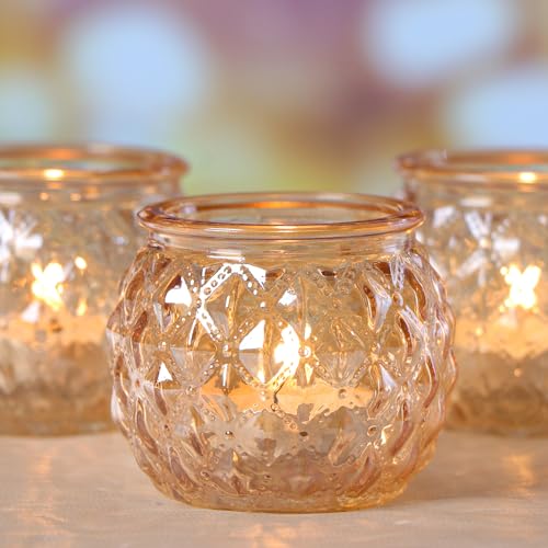 48 Pcs Gold Votive Candle Holders Round Glass Candle Holders Bulk