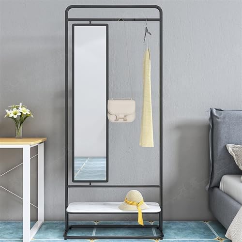 Full-Length Mirror Full-Body Floor Mirror Rotating Dressing Mirror Hanging Coat Rack Combination Simple Storage Home Bedroom Coat Rack Full Length Floor Mirror (Gold 70cm)