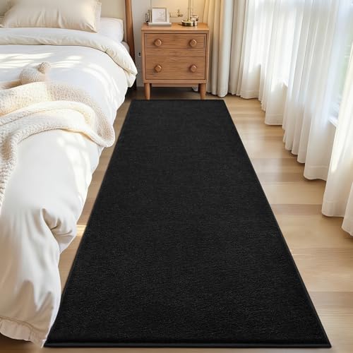 ISEAU 2x8 Soft Runner Rug for Hallway, Washable and Non-Slip, Black