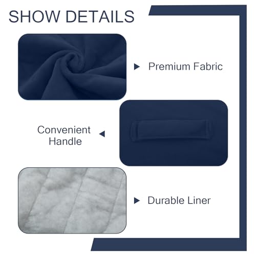 MeMoreCool Grid Square Pouf Ottoman Foot Rest 20x20x15 Inches, Navy