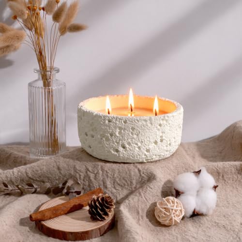 Viyffo 20oz Large Fall Decorative Candle - Vanilla Dreamscape, 3 Wick Soy Candle for Women, Matte Ivory Ceramic Jar Perfect for Luxury Home Fragrance, Elegant Room Decor & Premium Holiday Gift