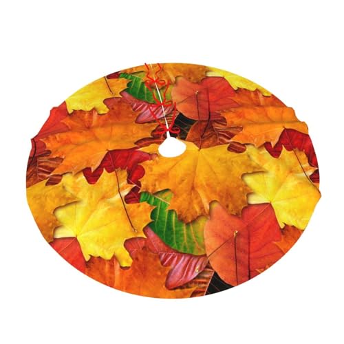 Fall Maple Leaves in Autumn for Thanksgiving Christmas Tree Skirt 36" for Xmas Halloween New Year Holiday Party Home Tree Mat Decor Ornaments Decoration