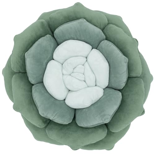 Throw Pillow in Monochromatic Colors - Flower Shaped Pillow – Soft Plush Floral Throw Pillow for Bed, Couch, Sofa & Kids Room | Cute Fluffy Bloom Cushion for Aesthetic Room Decor
