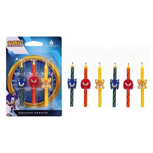Sonic The Hedgehog Cake Candles | 6 Birthday Cake Candles Featuring Sonic, Knuckles, & Tails, for Sonic Party