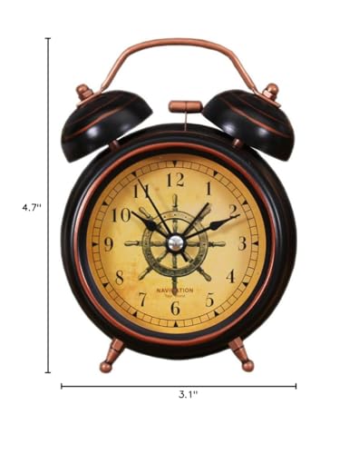 Retro Creative Mute Alarm Clock Student Children Bedroom Bedside Clock (Rudder)