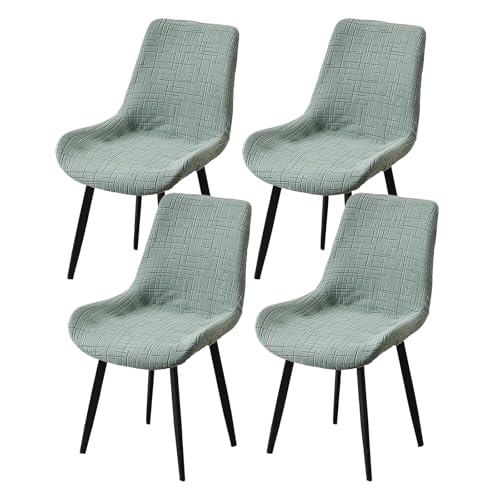 Eco-Ancheng Dining Chair Covers Jacquard Stretchy Curved Chair Covers Mid Century Modern Slipcovers for Armless Accent Side Chairs, Kitchen&Dining Room Chair Protectors Shell Chair Slipcover(4PCS,03)