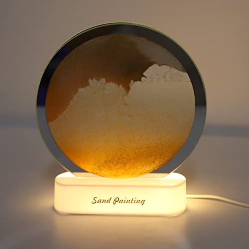 Moving Sand Art Liquid Motion, Moving Sand Art Lamp, 3D Deep Sea Sandscape Color Quicksand Decor, Night Light Desktop Decor for Kids Room, Home & Office, Creative Gifts (Red) (Yellow)