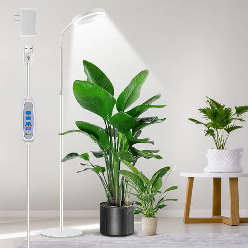 Floor Grow Lights for Indoor Plants, Full Spectrum Plant Light with 68" Stand for Growing Large Tall Plants, W