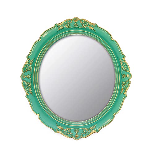 YCHMIR Vintage Decorative Wall Mirror 14.8 x 13.1 Inch Oval Mirror (Green)