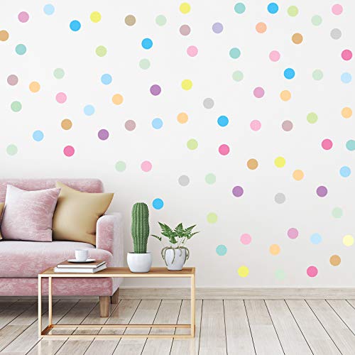 Zonon 240 Pieces Polka Dots Wall Decals 2 Inch Multi-Color Rainbow Vinyl Dots Removable Round Circle Stickers for Playroom Bedroom Nursery Classroom Living Room Wall Decor(20 Pastel Rainbow Colors)