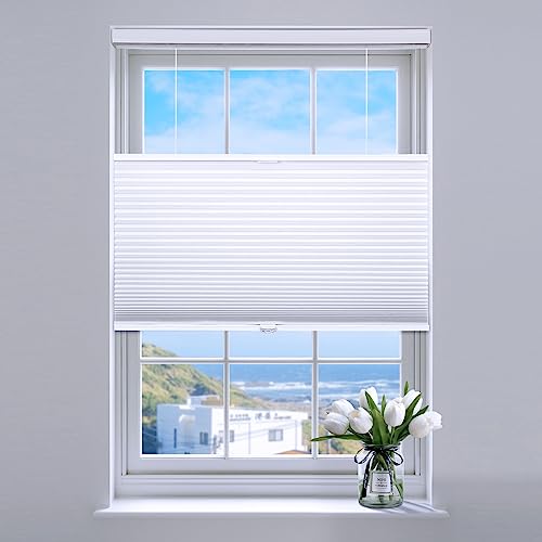 SUNFREE Top Down Bottom Up Cellular Blinds,Cellular Shades Blackout, Honeycomb Window Shade for Windows, 34" W x 64" H, White(Blackout)