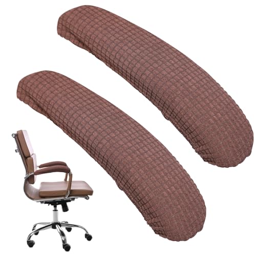 Vin Beauty Office Chair Armrest Covers, 2Pcs Office Removable Arm Rest Covering, Elastic Chair Armrest Covers, Office Seat Hand Rest Protector, Arm Covers Protectors for Office Chair(Coffee)