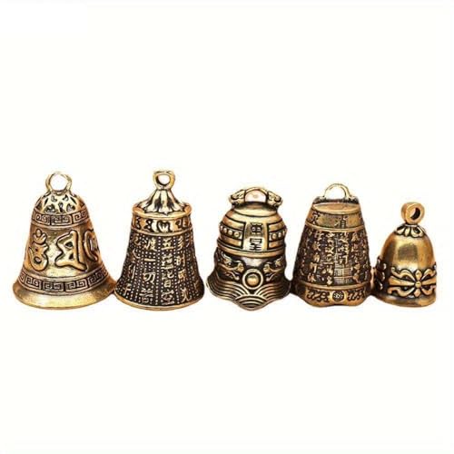 5pcs/Set Mini Antique Bell China's Mini Brass Copper Sculpture Pray Buddha Fengshui Bell Invitation Buddhism C