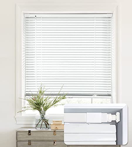 LazBlinds No Drill Cordless Aluminum Mini Blinds, 34'' W x 36'' H, White | No Drill Blinds, Horizontal Mini Blinds, Blinds for Indoor Windows