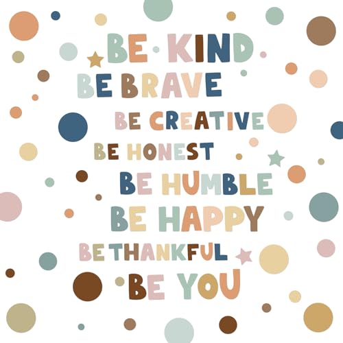 TaoBary 332 Pieces Polka Dots Wall Decals for Classroom Kids Wall Sticker Inspirational Circle Phrases Decal Sticker Letter Be Thankful, Be Brave Decal for Classroom Nursery Playroom(Boho)