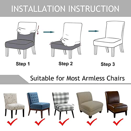Armless Accent Chair Slipcovers, Thick Velvet Slipper Accent Chair Covers for Living Room/Hotel Oversized Big Chairs, Removable Furniture Protector with Elastic Bottom, Machine Washable (Taupe)