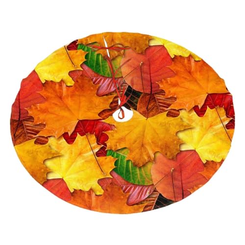 Fall Maple Leaves in Autumn for Thanksgiving Christmas Tree Skirt 36" for Xmas Halloween New Year Holiday Party Home Tree Mat Decor Ornaments Decoration