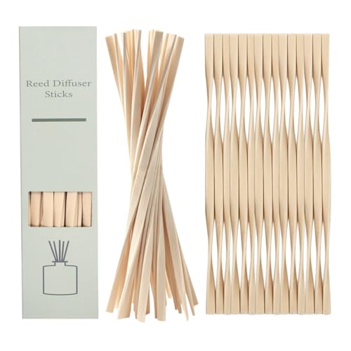 25PCS Volatile Sticks Reed Diffuser Sticks 7mm x 9.45 Inch Twisted, Natural Aroma Essential Oil Refill Replacement for Home Fragrance, Artistic Shape for Larger Air Contact