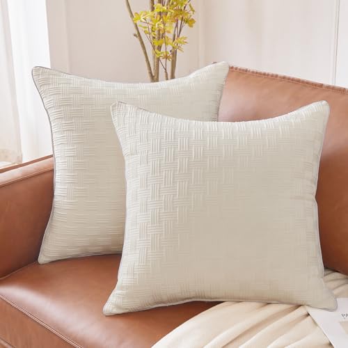 Leeden 18 x 18 Pillow Inserts Set of 2 (White) & 18 x 18 Pillow Inserts Set of 2 (Beige)