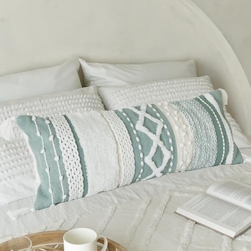 Decorative Boho Lumbar Pillow Cover 14x36 – Beautiful Throw Pillow with Soft Texture for Bed, Couch Decor or as Body Cushion – A Stylish Addition to Your Bedroom