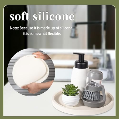 Silicone Bathroom Tray Coffee Table Decor Perfume Organizer, 9" Beige